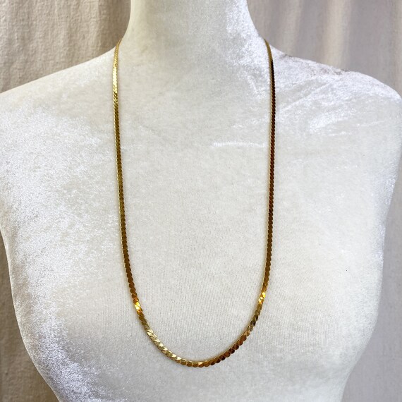 Crown Trifari Gold tone Serpentine Chain Necklace… - image 5