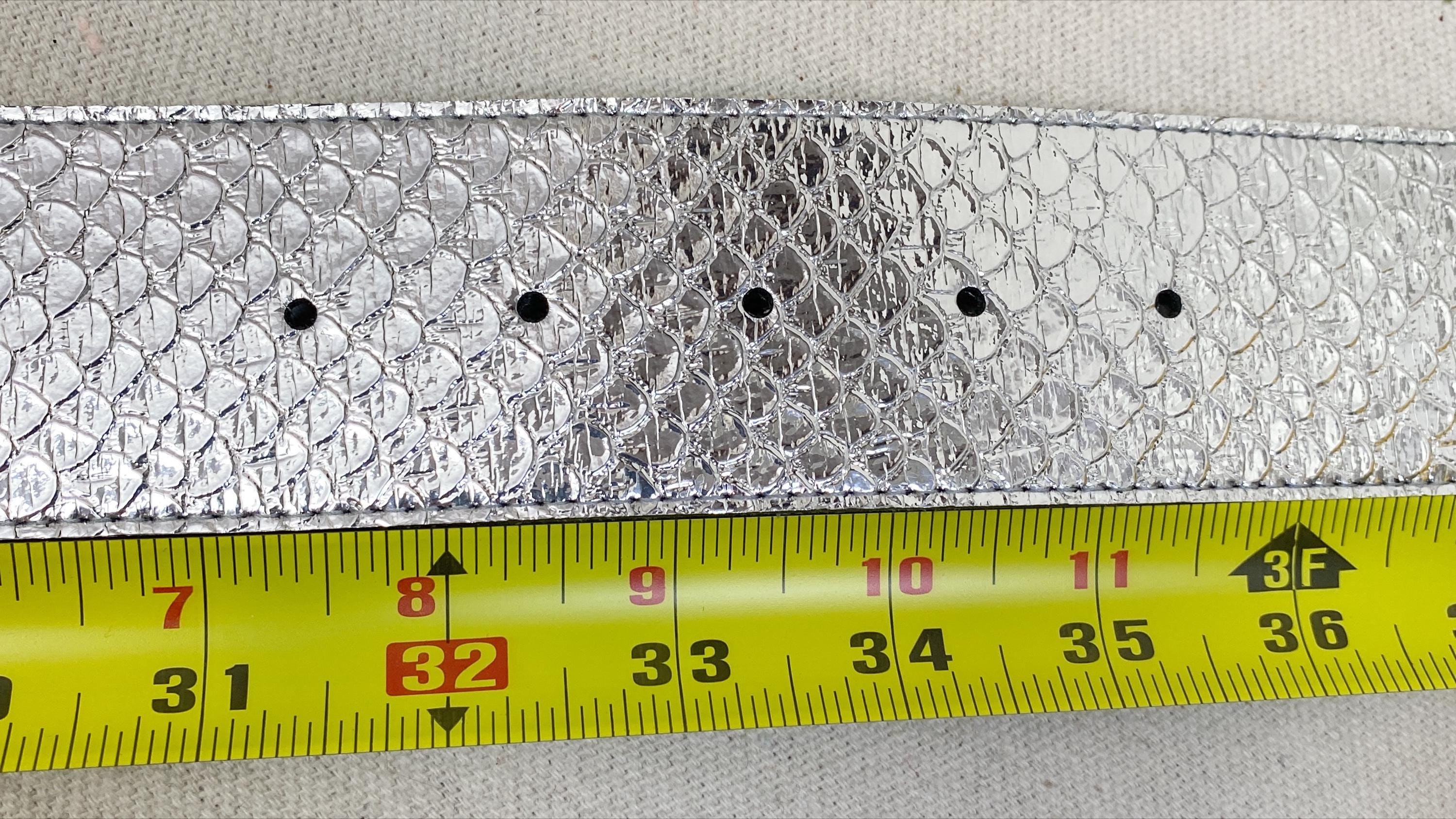 NOS Kandell & Marcus Wide Metallic Silver Belt M/L Faux  display picture 1