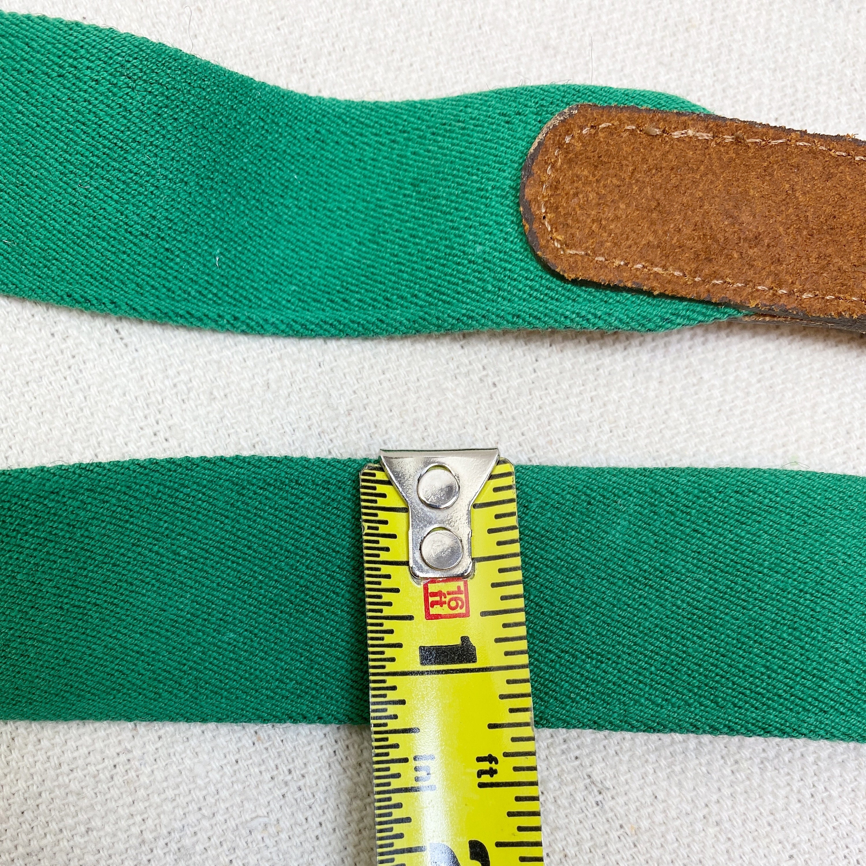 Dooney Bourke Leather and Stretch Green Elastic Belt With 