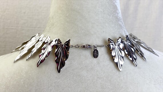 Signed Kirk’s Folly Silver Leaf Statement Necklace - image 3