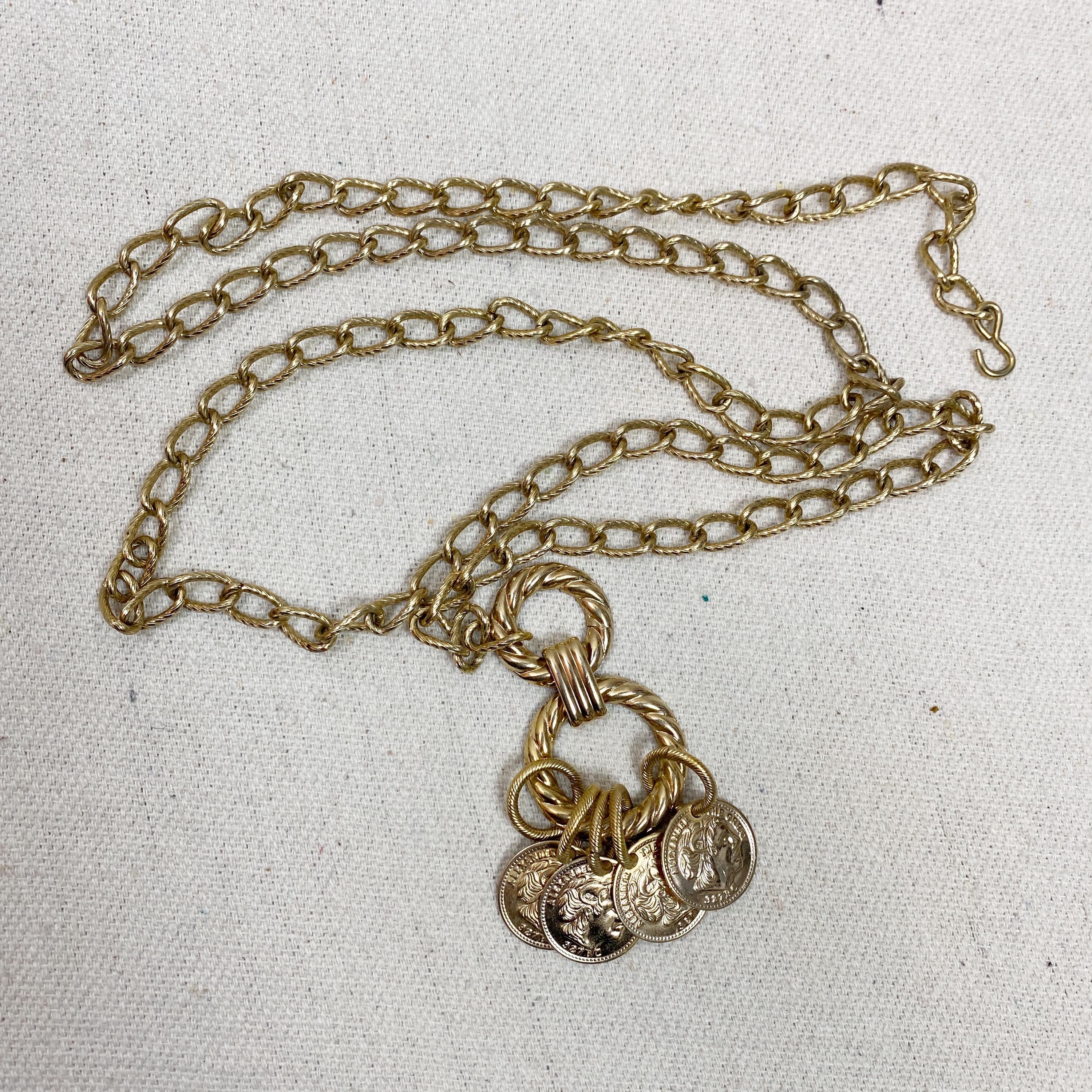 VINTAGE COIN BELT Gold Tone Chain Multi Strand 80s Statement Runway Mobwife Chain Vintage Coin Belt - Etsy main image 3