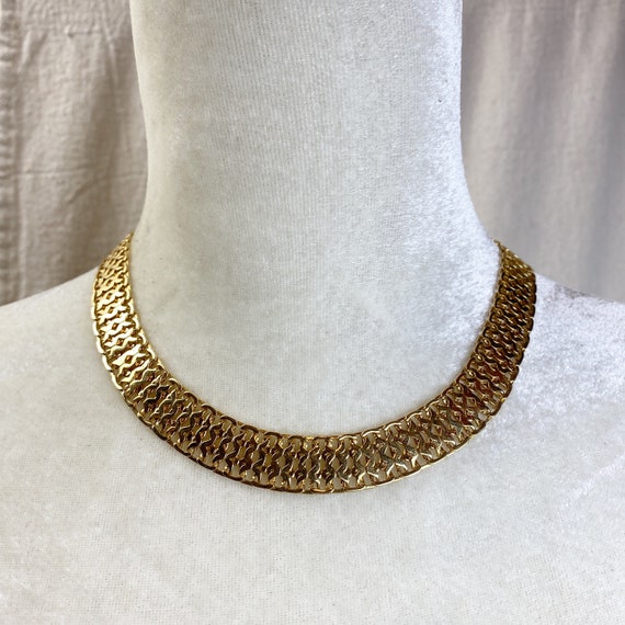 Monet Gold Tone Wide Choker Necklace - image 3