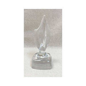 Daum France Crystal Flame Paperweight Art Glass Object