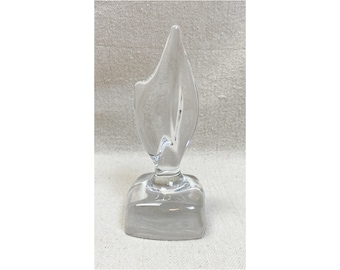 Daum France Crystal Flame Paperweight Art Glass Object