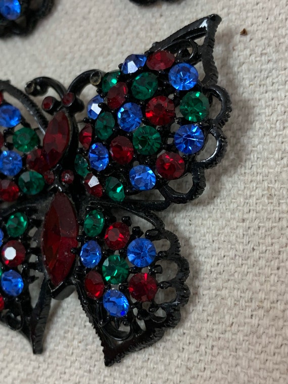 Vintage Weiss Colorful Rhinestone Butterfly Brooc… - image 4