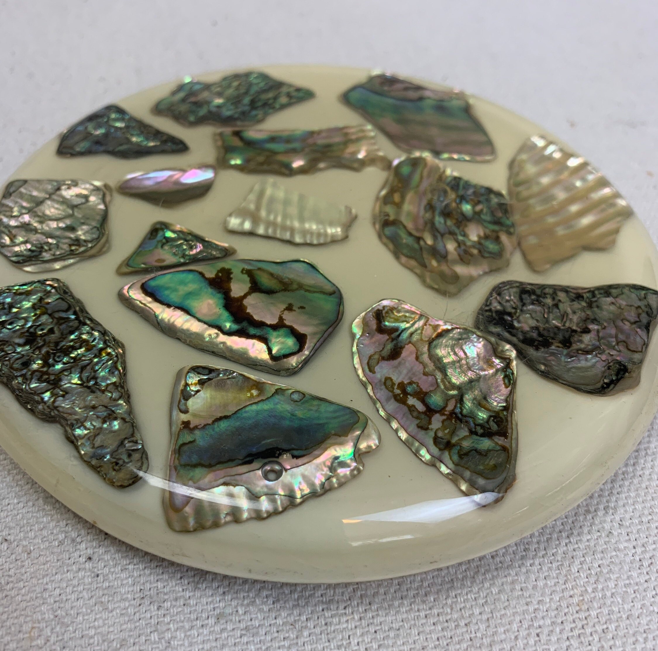 Lucite Abalone shell Trivet Hot Plate Etsy