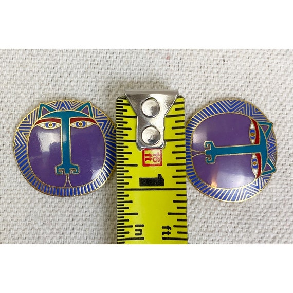 Laurel Burch “Moon Tiger “ purple cat earrings - image 5