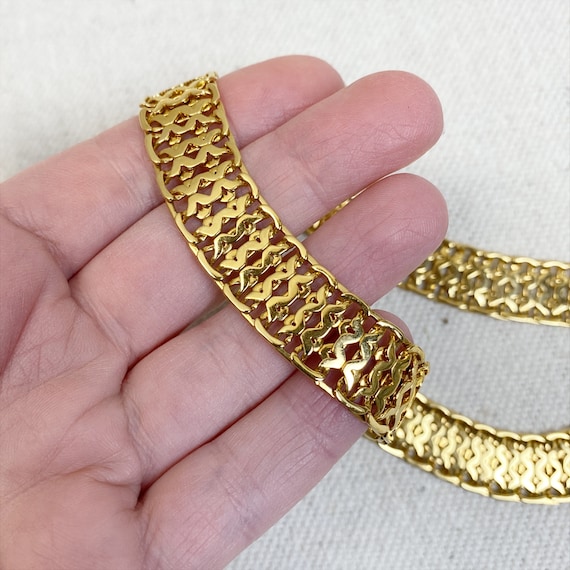 Monet Gold Tone Wide Choker Necklace - image 8