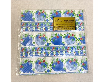 1970s Hallmark Bridal Shower Gift Wrap 2 sheets New Old Stock Wedding Bells
