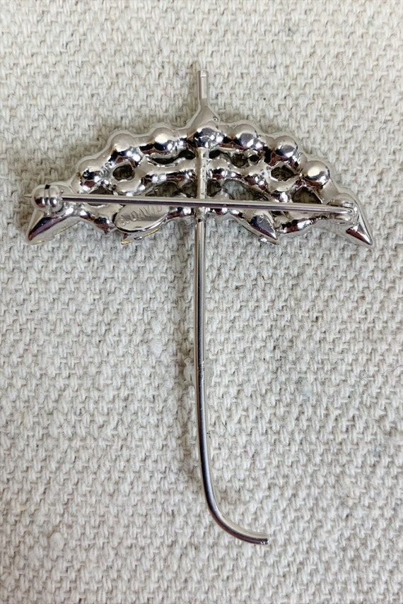 Signed B David Rhinestone Umbrella Brooch - image 2