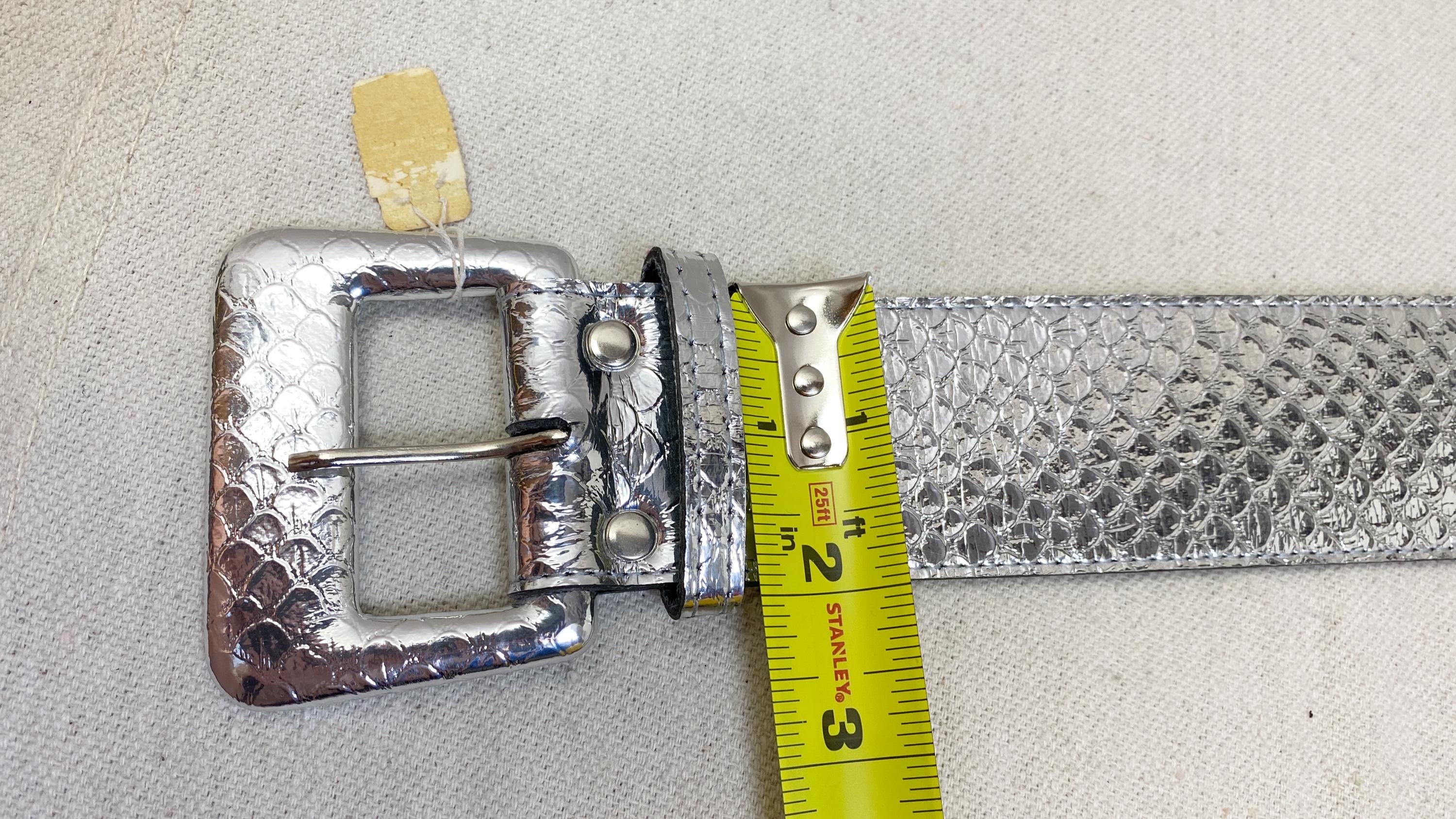 Kandell And Marcus Belt S Women Silver Snakeskin Glossy Chrome Chunky Faux Wide Buy Ladies Fashion Belt Silver Snake Buckle Gray Real  main image 4