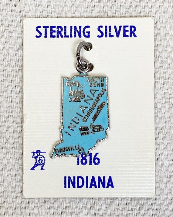 Vtg 60s Sterling silver enamel State of Indiana S… - image 4