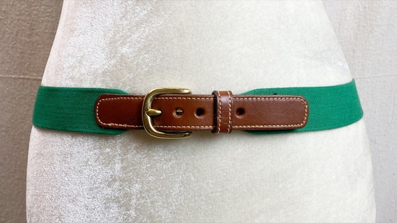 Dooney Bourke Leather and stretch green elastic b… - image 4