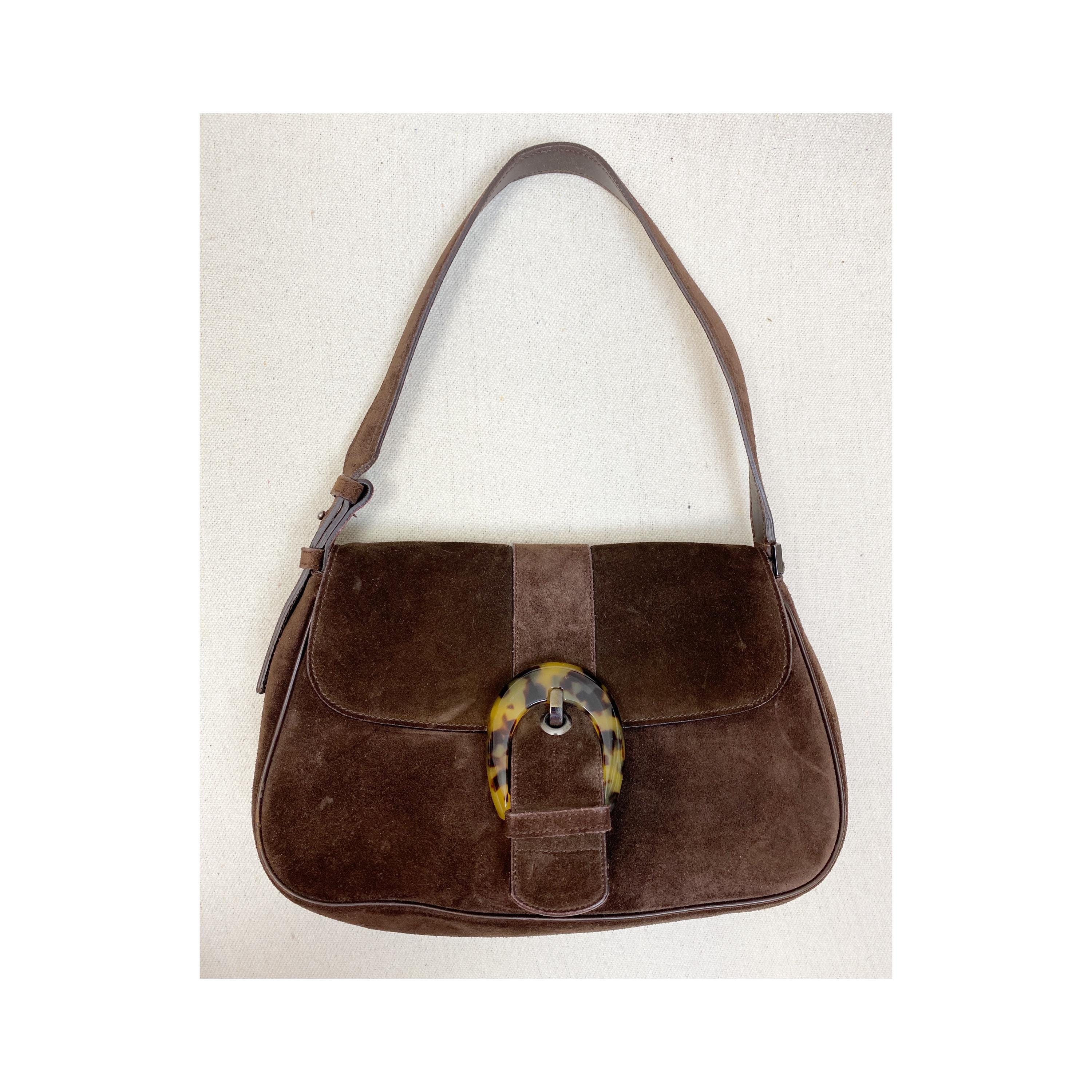 ショルダーバッグ・ポシェット Salvatore Ferragamo Dark Brown Suede Shoulder Bag Salvatore Ferragamo Brown Suede Shoulder Bag Vtg 90s