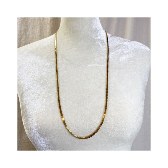 Crown Trifari Gold tone Serpentine Chain Necklace… - image 1