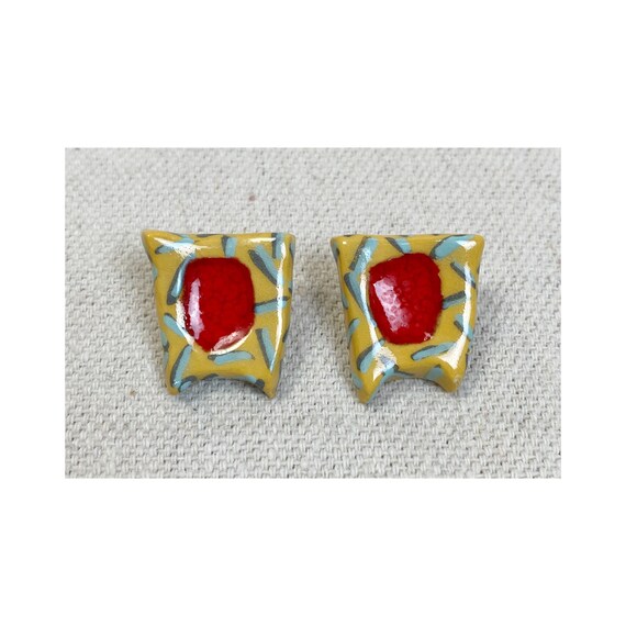 Glazed Ceramic Colorful Confetti Retro Earrings