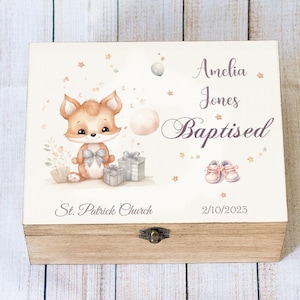 Personalized Baptism Memory Box, Custom Keepsake Box for Baby&#39;s Blessing Day, Christening Gift with Cute Mouse Design, Baptism gift