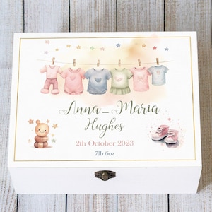 Personalized Baby Keepsake Box: Newborn Memory Box, Time Capsule Gift