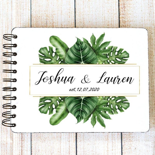 Personalised floral Guest Book, Eucalyptus Wedding Guest book, White & Green Guestbook White Advice Book Greenery Vow Book Anniversary Gift