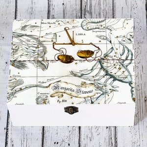 Waage Sternzeichen Box, Erinnerungsbox, Erinnerungsbox, Holzkiste, Sternzeichen Box, Geburtstagsgeschenk, Geschenk für Waage