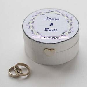 Wedding ring box, Floral Ring bearer box, White ring box, Personalized wedding box Purple Wreath wedding box Ring Holder Proposal custom box