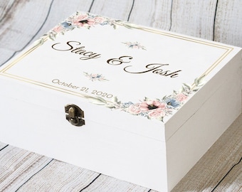 Personalized Wedding Card Box: Floral Keepsake Memory Box