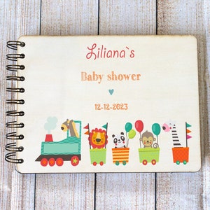 Personalized Baby Shower Memory Book – Animal-Themed Sketchbook, Baby Scrapbook, Custom Gift for New Mom or Baby Shower