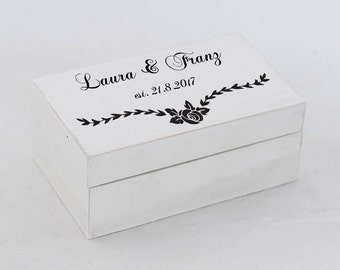 Boîte pour alliances personnalisée, boîte pour alliances blanche, boîte à bagues personnalisée, boîte pour fiançailles, coussin pour bagues, porte-bagues blanc pour boîte à bagues