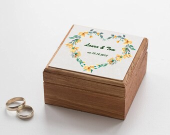 Hochzeitsbox, Blumenkranz-Ringbox, Ringträgerbox, Blumenkranz-Hochzeits-Ringbox, personalisiertes Ringbox Holz-Ringhalter, Ringhalter, Vorschlag-Box