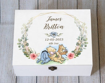 Personalized Winnie The Pooh Keepsake Box: Baby Memory Treasure Chest
