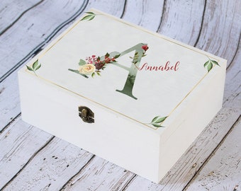 Personalized Monogram Wooden Keepsake Box: Custom Jewelry Box