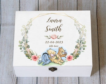 Personalized Winnie the Pooh Keepsake Box: Wooden Baby Memory Chest