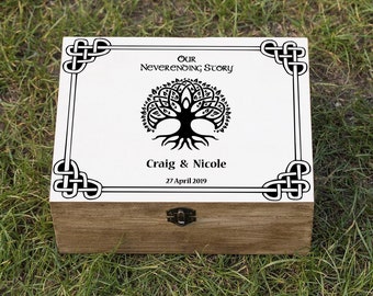 Personalized wedding Keepsake Box, Celtic Wedding box, Tree of life wedding box,  Memory box, Wooden Card Holder, Wedding Card box,