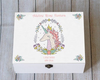 Unicorn Baby Memory box, Personalised new baby keepsake box, Custom Baby box, Toddler Keepsake Box, Newborn Gift, Baby Shower gift