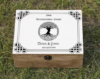 Celtic Wedding box, Tree of life wedding box, Personalized wedding keepsake box, Custom Memory box, Wedding Gift For Couple, Wooden Chest