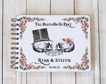 Gothic Wedding Guest Book: Skull & Rose, Halloween Keepsake
