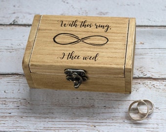 Caja de anillo de boda, Caja de boda personalizada, Caja portadora de anillo rústica, Caja infinita, Caja de anillo grabada, Caja de compromiso de propuesta Soporte de anillo