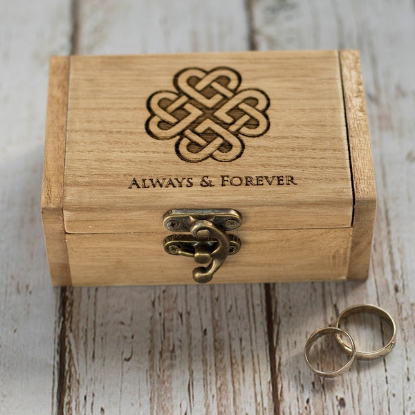 Celtic Ring bearer box, Personalized ring box, Wedding ring box, Engraved Ring box, Celtic Knot Heart Wedding box Engagement box Ring Pillow