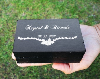 Ring Bearer Box, Personalized wedding box, Black Wedding ring box, Custom ring box, Еngagement box, Ring pillow, Ring Box Small Ring Holder