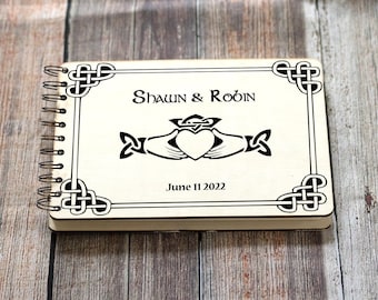 Claddagh Guest Book, Personalized Wedding Guest book, Celtic Guestbook, Claddagh Guestbook Celtic wedding Advice Book Vow Anniversary Gift