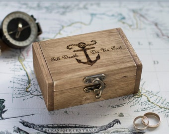 Nautical Wedding box, Anchor Ring box, Beach wedding ring box, Personalized Ring Bearer Box, Sea wedding box Ring Holder Engagement ring box