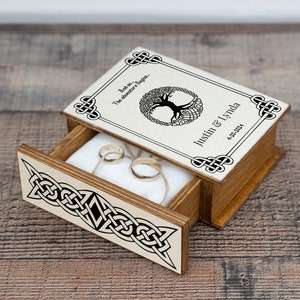 Ring bearer box, Celtic Tree of Life Ring box, Celtic wedding ring box, Medieval Wedding box, Personalized ring box,  Engagement box
