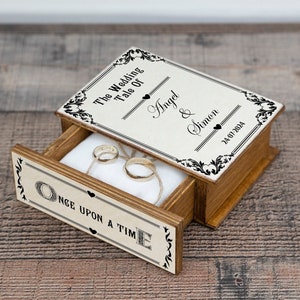 Rustic wedding ring box, Ring bearer box, Wooden Ring box, Wedding box, Personalized ring box, Book box, Engagement box Proposal Ring Pillow