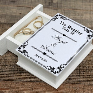 Personalized Wedding Ring Box, Once Upon a Time Ring Holder, Wooden Ring bearer box, Gift for Bride, Book - Shaped ring box