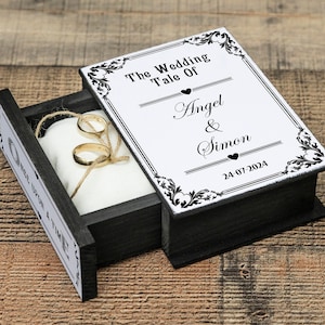 Wedding box, Rustic wedding ring box, Ring bearer box, Wooden Ring box, Personalized ring box, Book box, Engagement box Proposal Ring Pillow