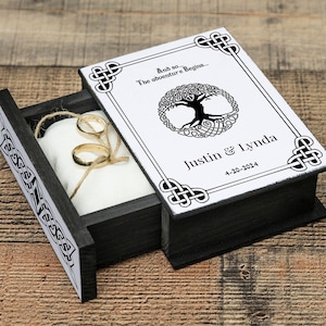 Personalized Celtic Ring Bearer Box – Tree of Life Ring Box, Medieval Wedding or Engagement Ring Holder, Book box - Gift for Her