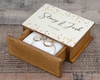 Wedding ring box, Personalized wedding box, Ring bearer box, Custom wedding box, Wood Book box, Engagement box Ring pillow Proposal Ring box