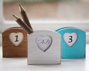 Personalized Wedding Pen Holder: Rustic Guest Book Decor