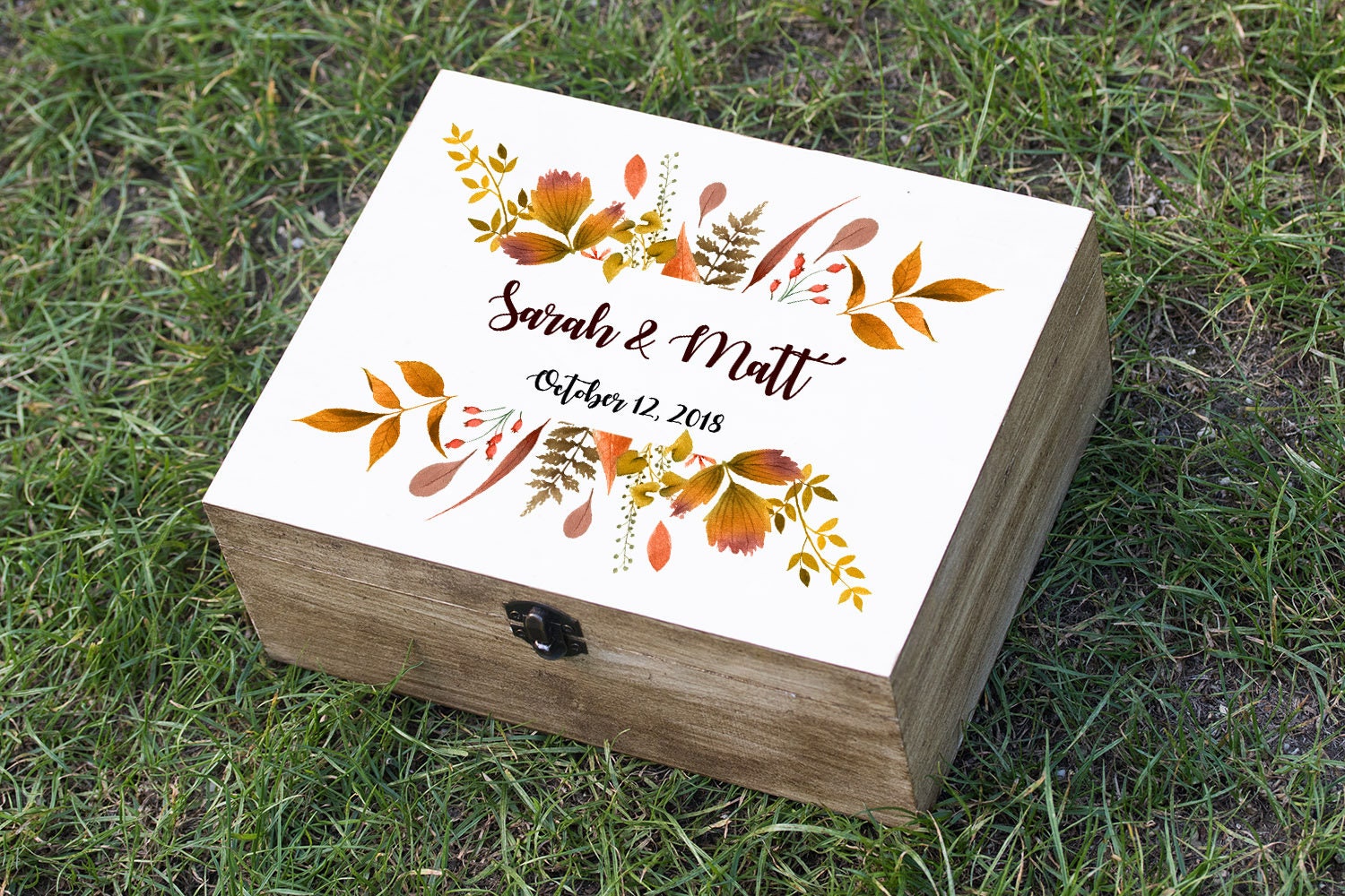 Fall Wedding Card Box Personalized Chest Autumn Custom Etsy
