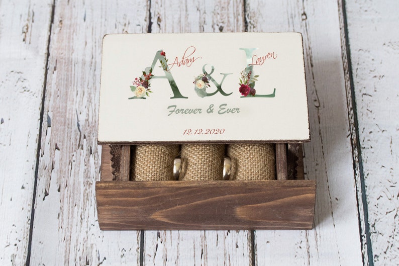 Floral Alphabet guest book Monogram Ring bearer box /& Guestbook Custom Wedding Ring Box set of 2 Personalized Floral Monogram wedding box
